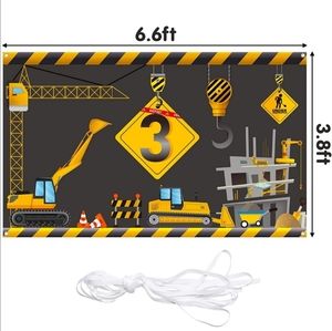 Construction birthday backdrop for 3yrs old.